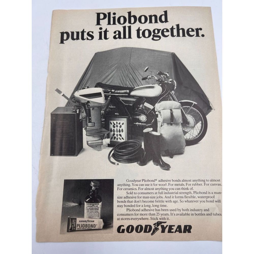 Vintage 60's Rare GoodYear Motorcycle Original Magazine Print Ad
